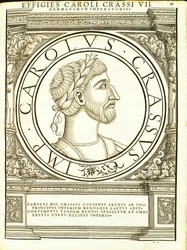 Charles Krassus, ilustracja z „Cesarzy rzymskich całego Wschodu i Zachodu”, drzeworyt Rudolpha Wyssenbacha, druk Andreas Gesner, Zur